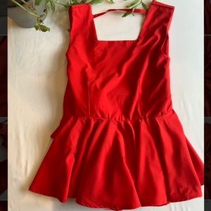 NWOT Red peplum tie back top